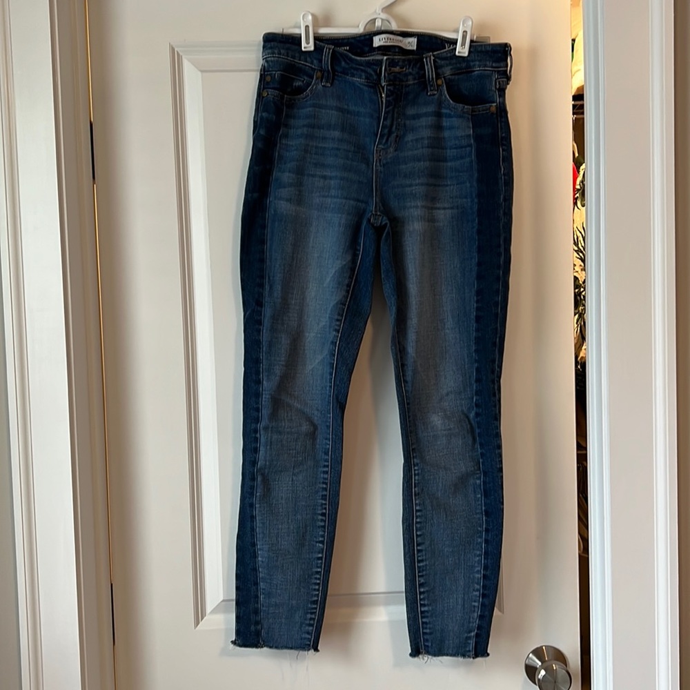 Liverpool ankle skinny raw hem jeans.